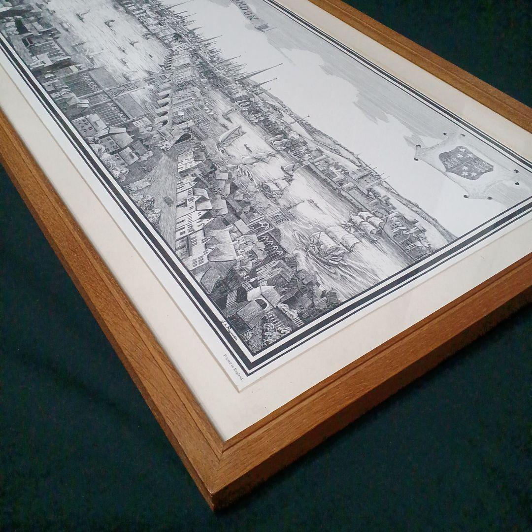 お値下げ 額装 アンティーク調の現代作家作品 「ロンドン景観図