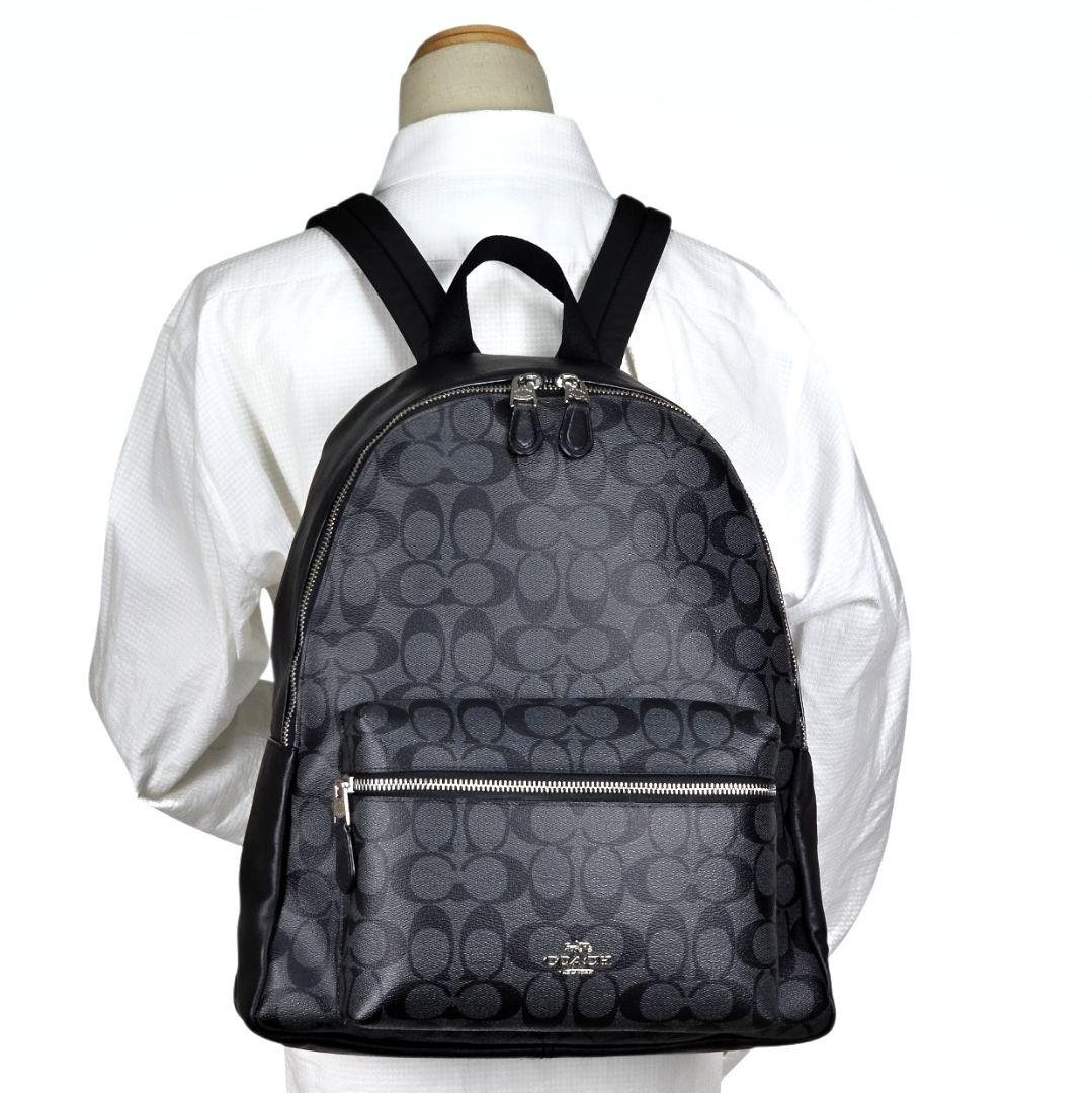 美品 コーチ シグネチャー PVC レザー バックパック リュックサック