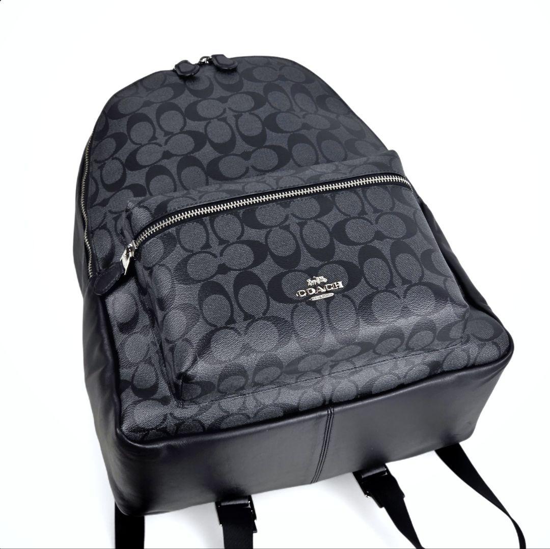 美品 コーチ シグネチャー PVC レザー バックパック リュックサック