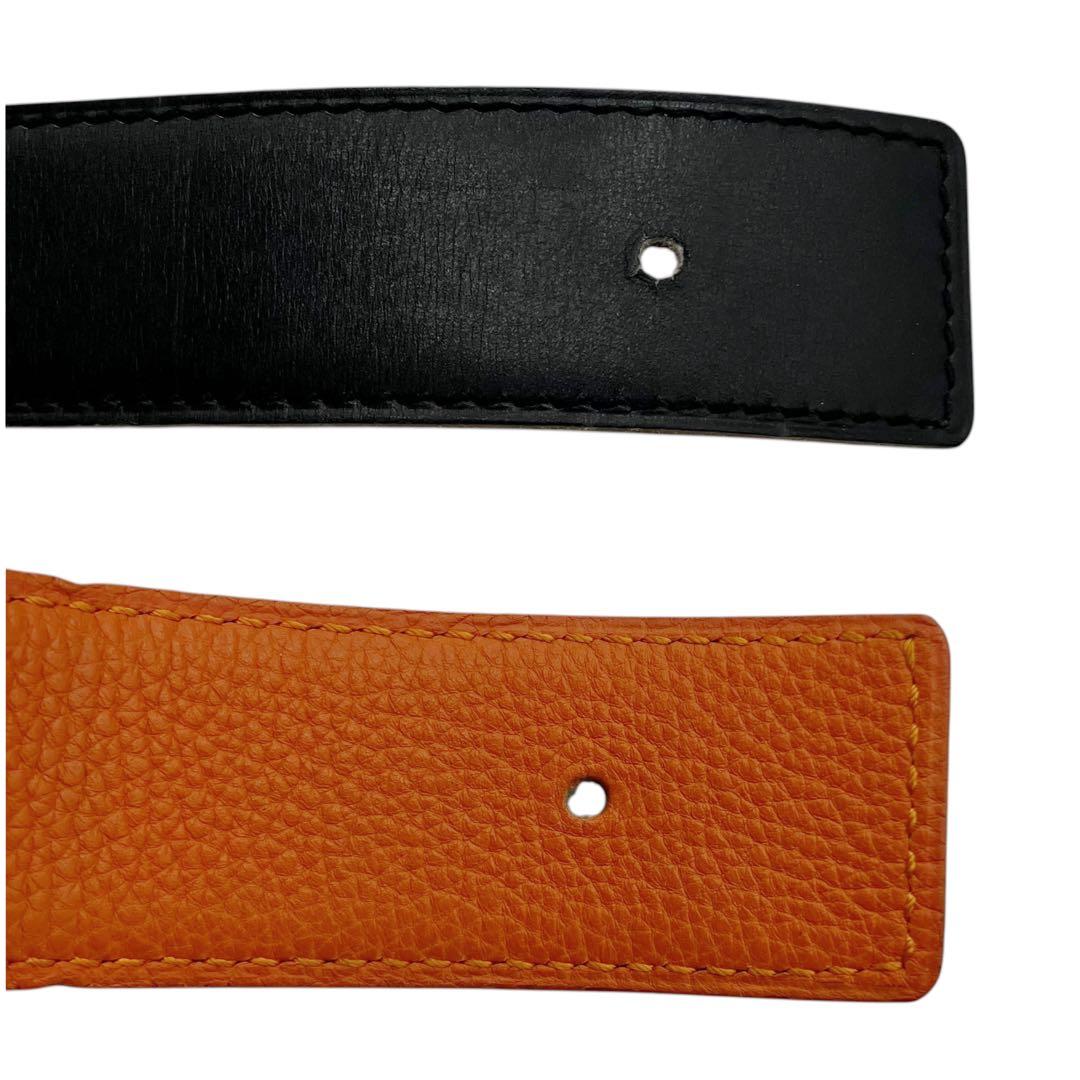 ⭐️美品⭐️ エルメス レザー ベルト 76 オレンジ ブラック