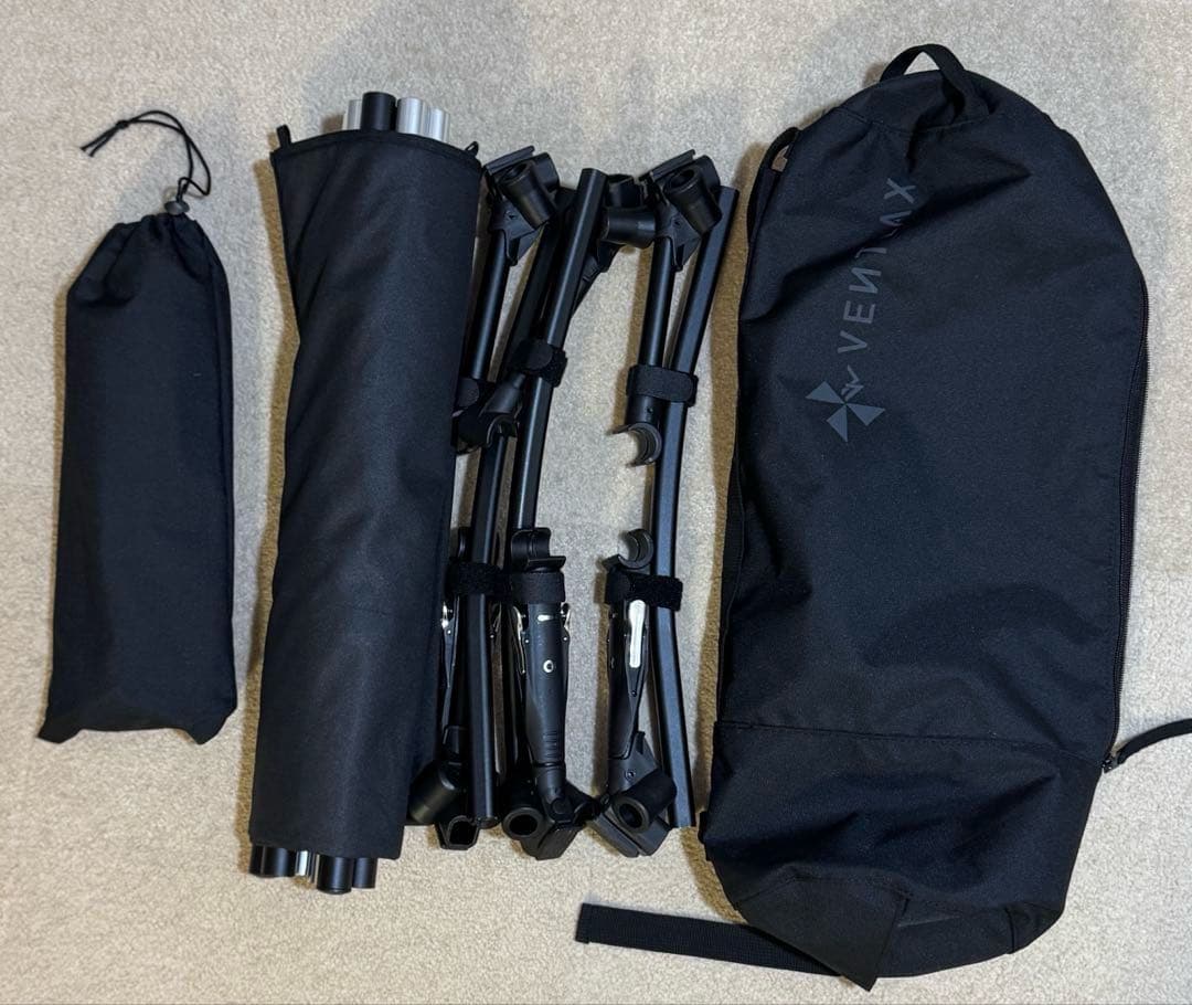 【2個セット】VENTLAX 2WAY アジャスタブル コット（オールブラック）