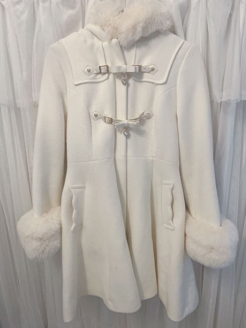 LIZLISA リボンベルトフードコート ホワイト