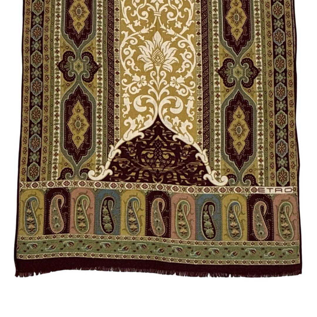 【美品】ETRO エトロ ペイズリー柄 ロゴ 大判ストール スカーフ
