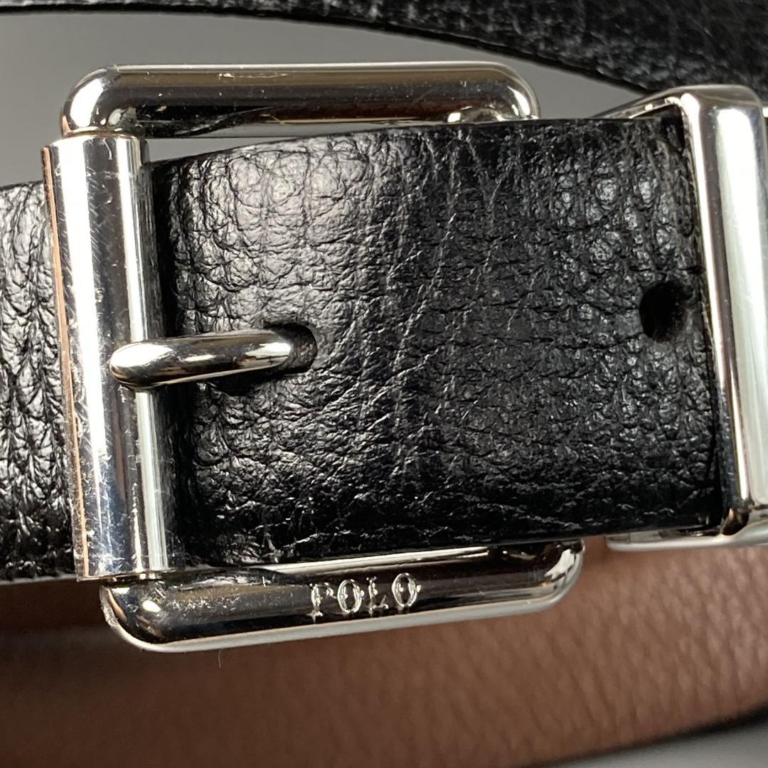 【ほぼ未使用】ポロラルフローレン　ポニー刻印キャビアスキン　レザーベルト　メンズ