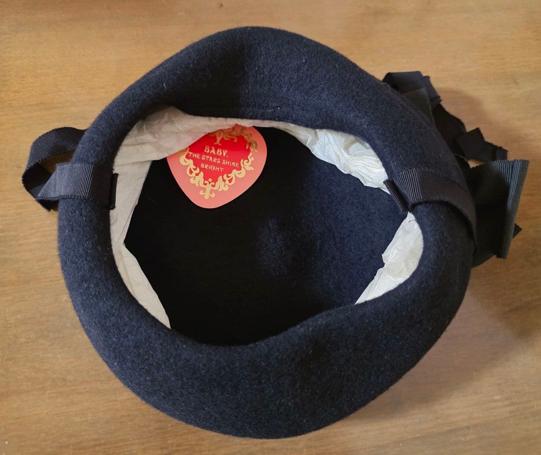 BABY,THE STARS SHINE BRIGHT 薔薇リボンベレー帽 黒 リボン ベレー帽
