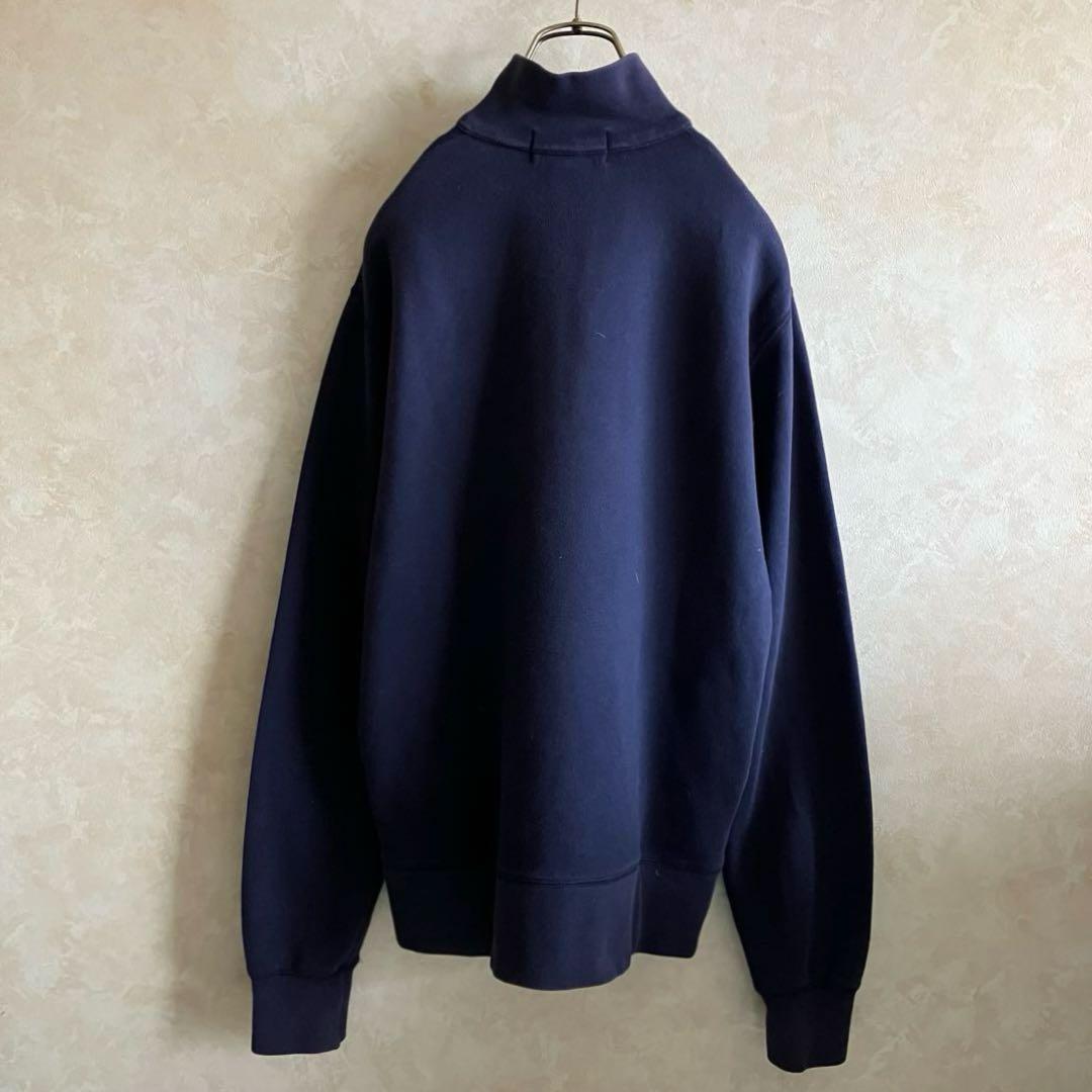 希少90's ポロスポーツ 星条旗刺繍ロゴ ハーフジップスウェット ネイビー L