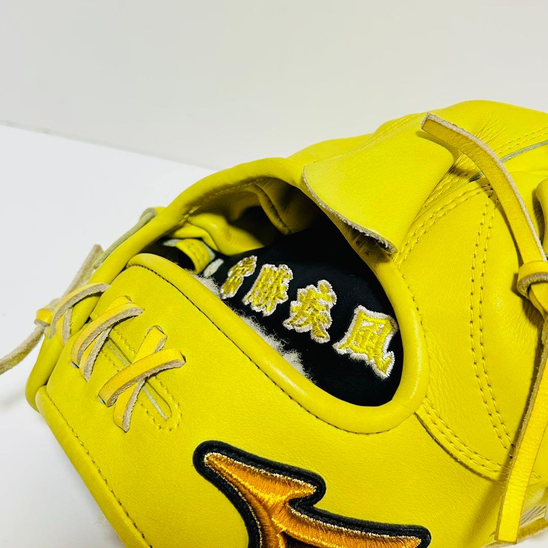 【美品】MiznoPro 硬式 投手用グローブ イエロー 耕作オーダー