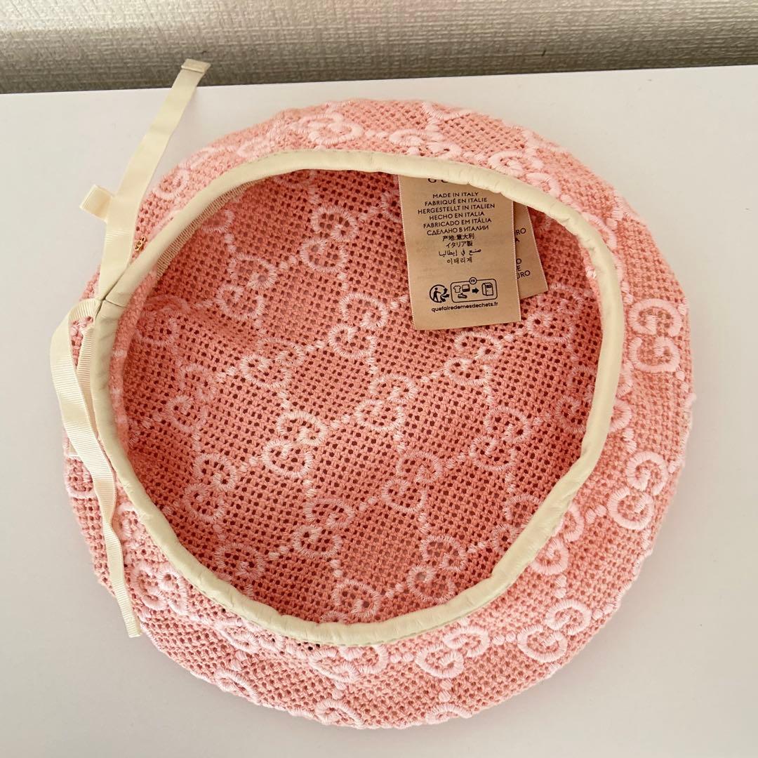 GUCCI ベレー帽 56cm S ピンク