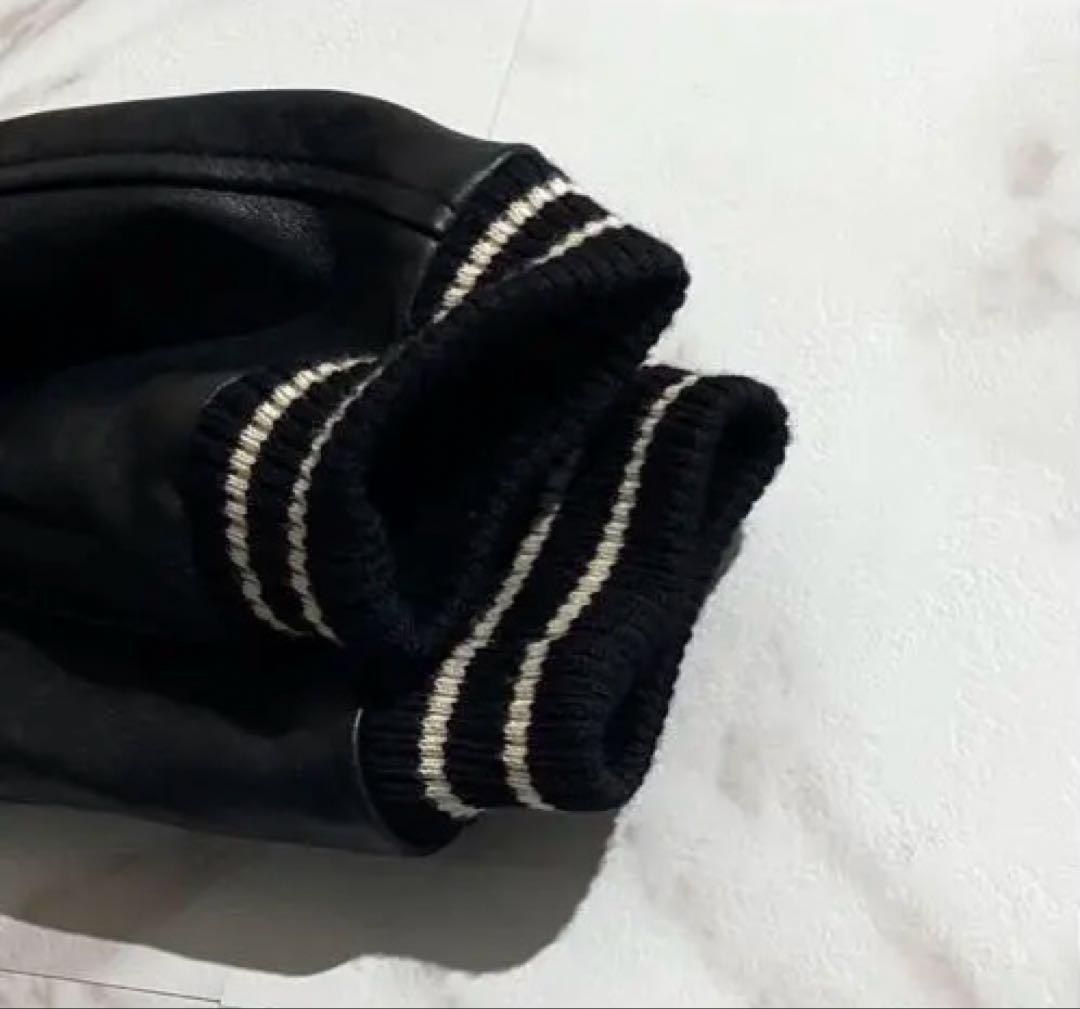 美品 サンローラン 袖レザー スタジャン ジャケット 48 ハンガー付 【76】