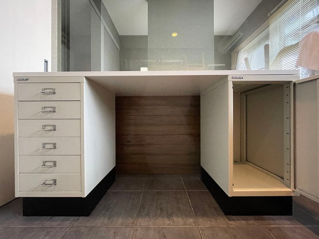 直接引取　超美品■BISLEYビスレー■デスクセット/スチールキャビネット/天板