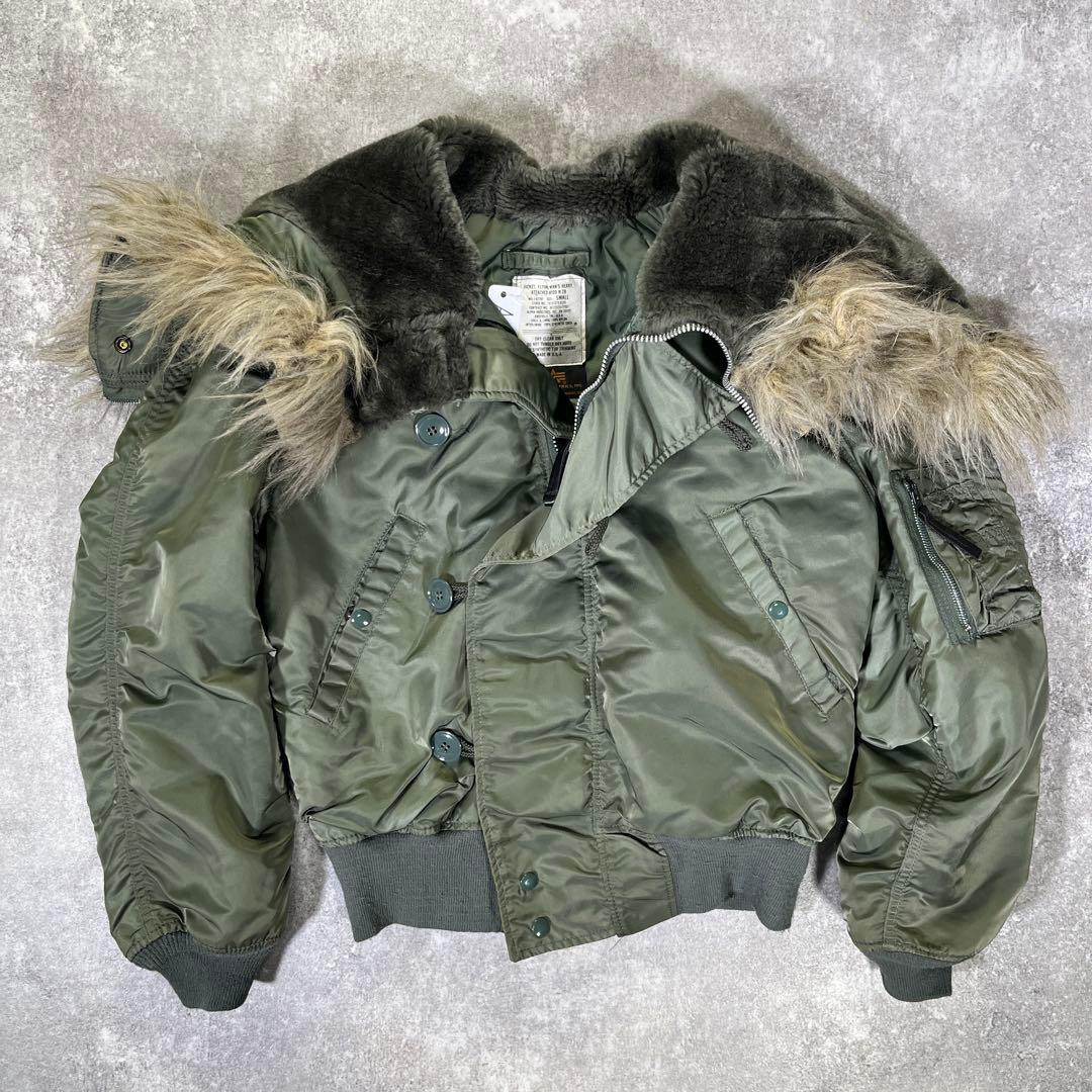 90年代　アメリカ製　N-2B フライトジャケット　S 短丈　アルファ社　フード