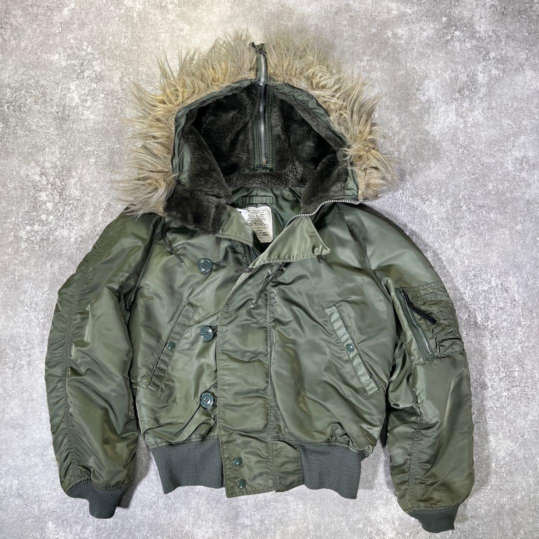 90年代　アメリカ製　N-2B フライトジャケット　S 短丈　アルファ社　フード