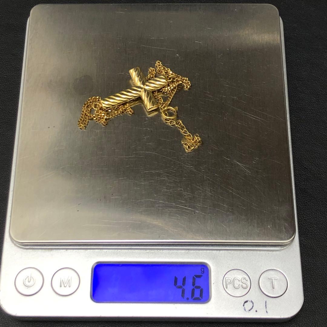 (B012118)K18 フィンガーブレスレット YG クロス 18金 チェーン