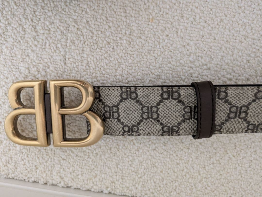 j*o様 【未使用級】 グッチ バレンシアガ コラボ ベルト BB レザー ブラ