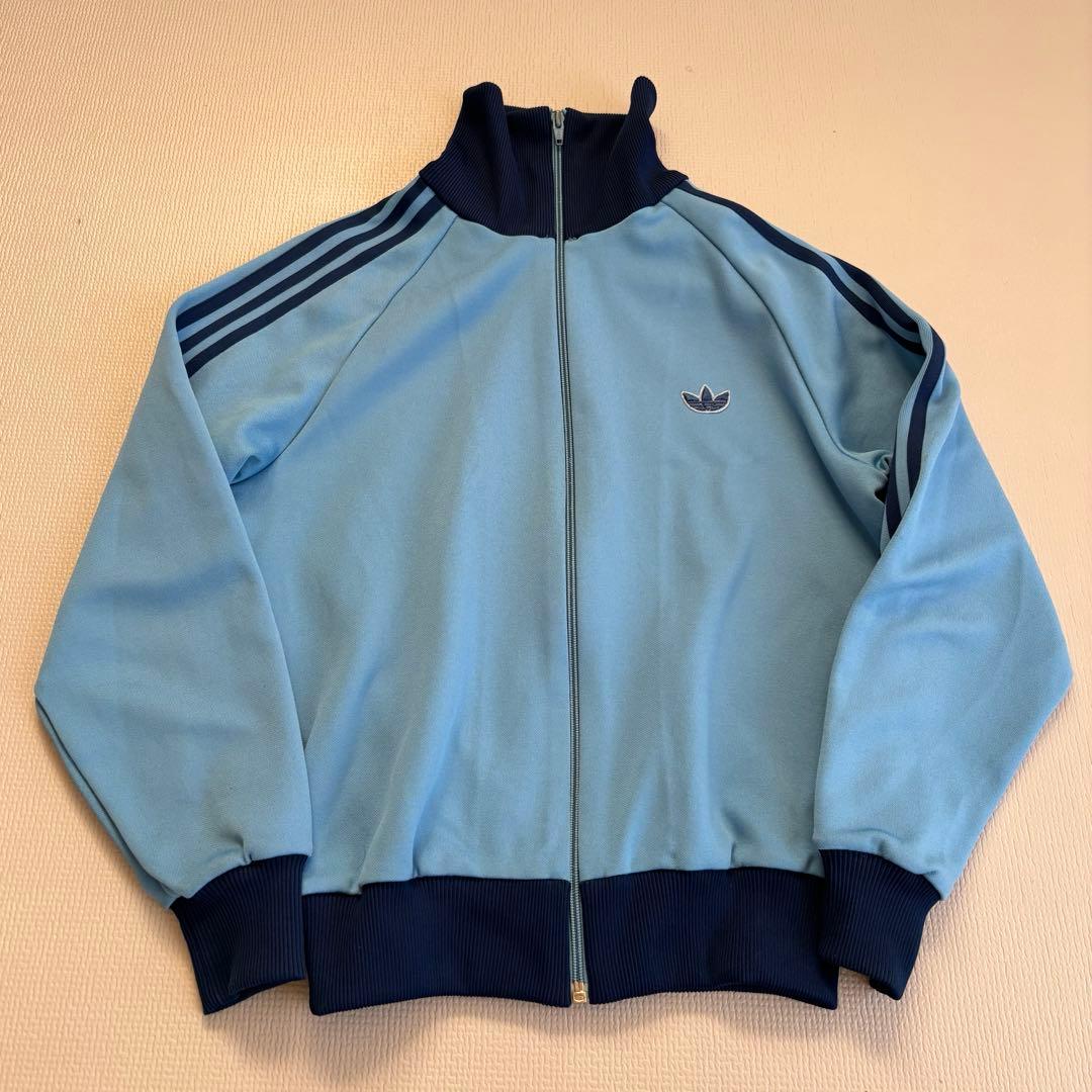 デサント製】70s 80s アディダス トラックジャケット ジャージ 水色 紺