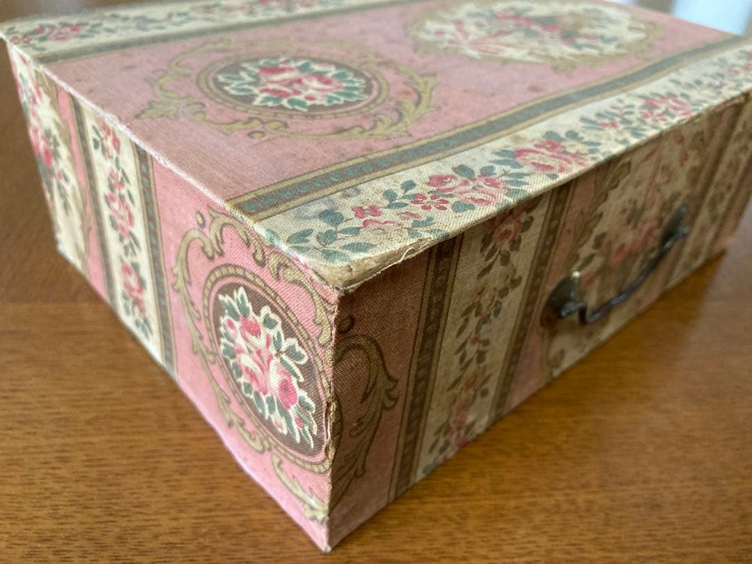 フランス アンティーク 薔薇の花かご カルトナージュ ボックス引き出しドロワー