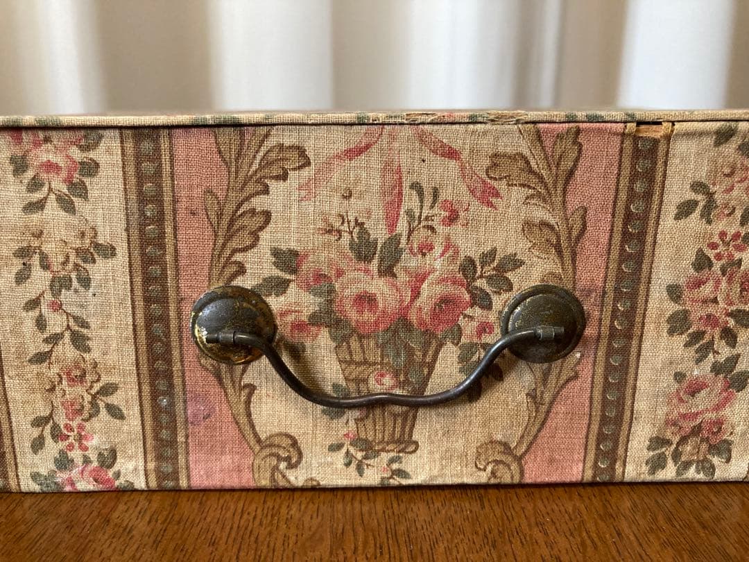 フランス アンティーク 薔薇の花かご カルトナージュ ボックス引き出しドロワー