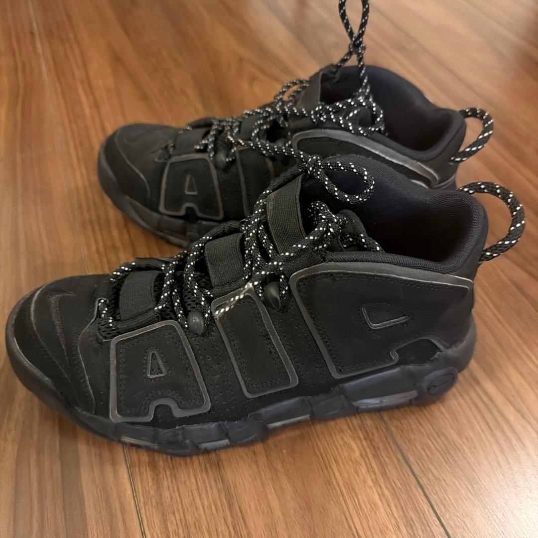 美品ナイキ エアモアアップテンポ モアテン トリプルブラック 25.5