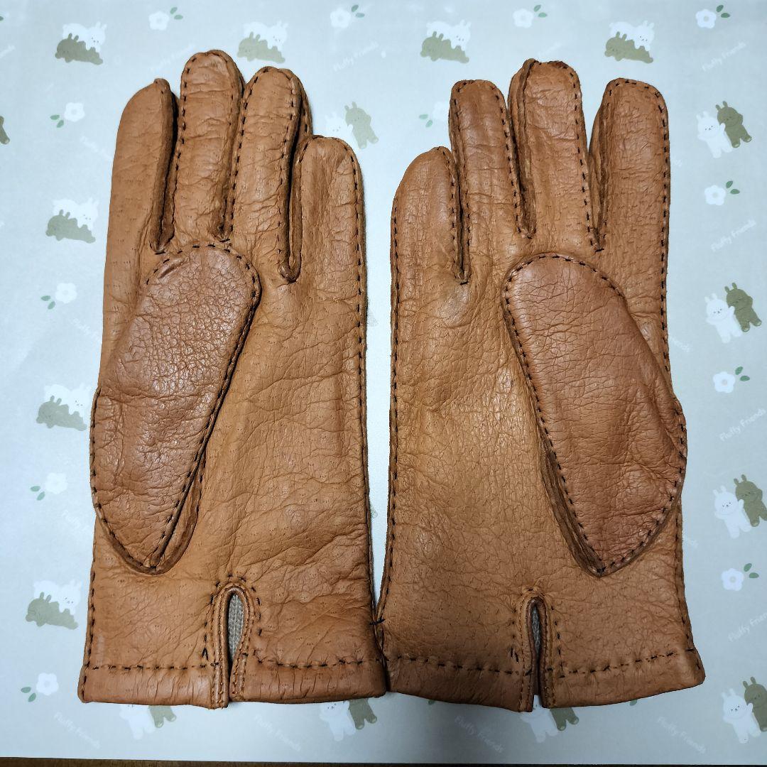 未使用 ペッカリー革手袋 カシミヤライニング キャメル