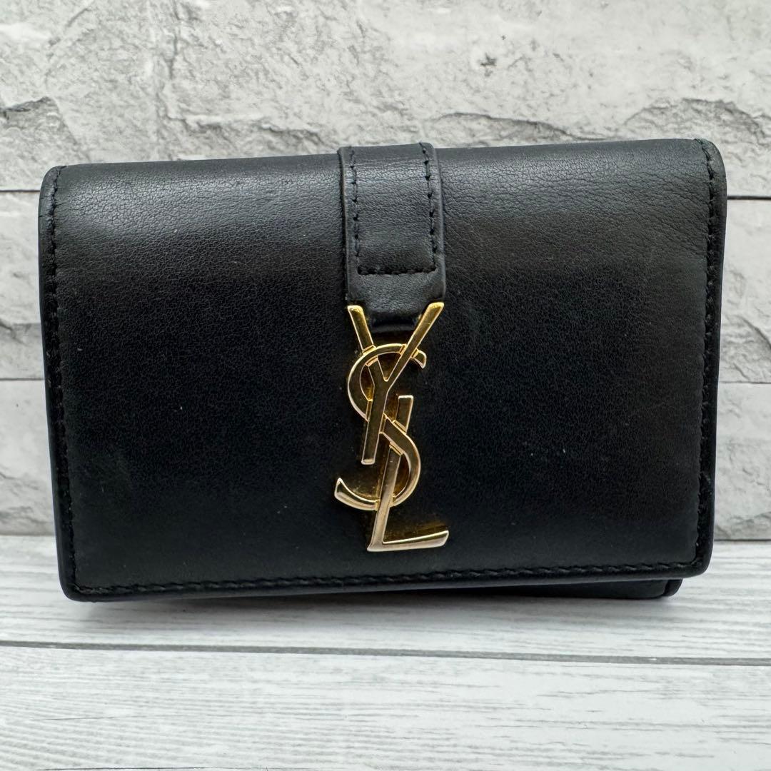 【美品】サンローラン 6連キーケース レザー YSL ロゴ金具 ブラック