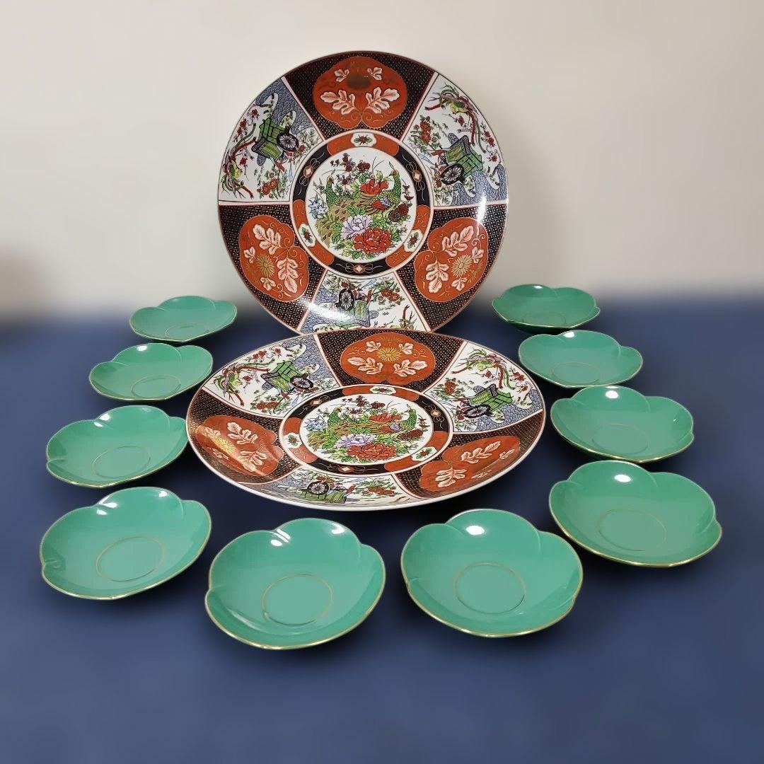 h435☆中国骨董大皿2枚☆香蘭社☆緑色小皿の10枚セット☆ - メルカリ