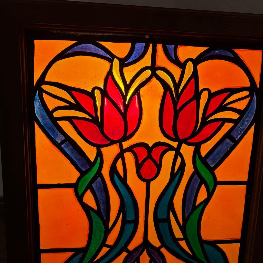 アンティーク ヴィンテージ レトロ box型 ステンドグラス ライト 照明