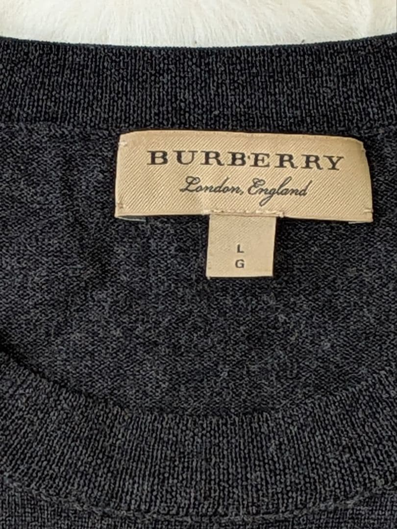 美品 BURBERRY ウールニットセーター ノバチェック クールネック