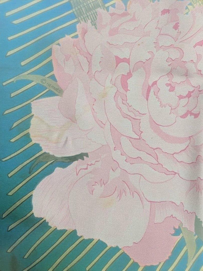 HERMES エルメス カレ90 Les Pivoines 芍薬 タグ付き