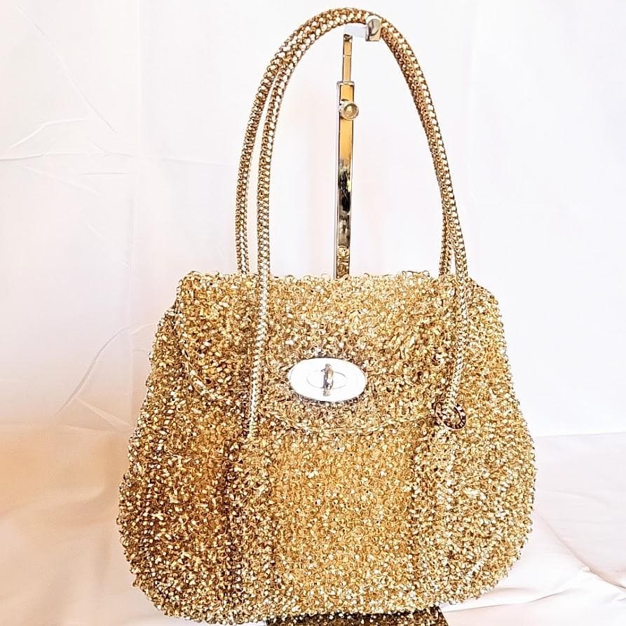 アンテプリマ ワイヤーバッグ フラップ付ハンドバッグ シャンパン