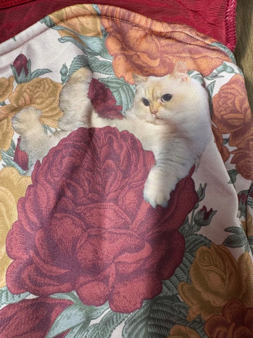 unoa レオタード　猫柄　赤　レッド　MS