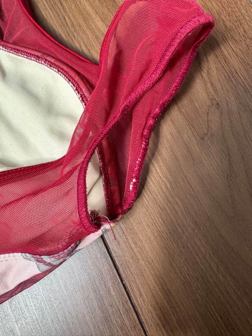 unoa レオタード　猫柄　赤　レッド　MS