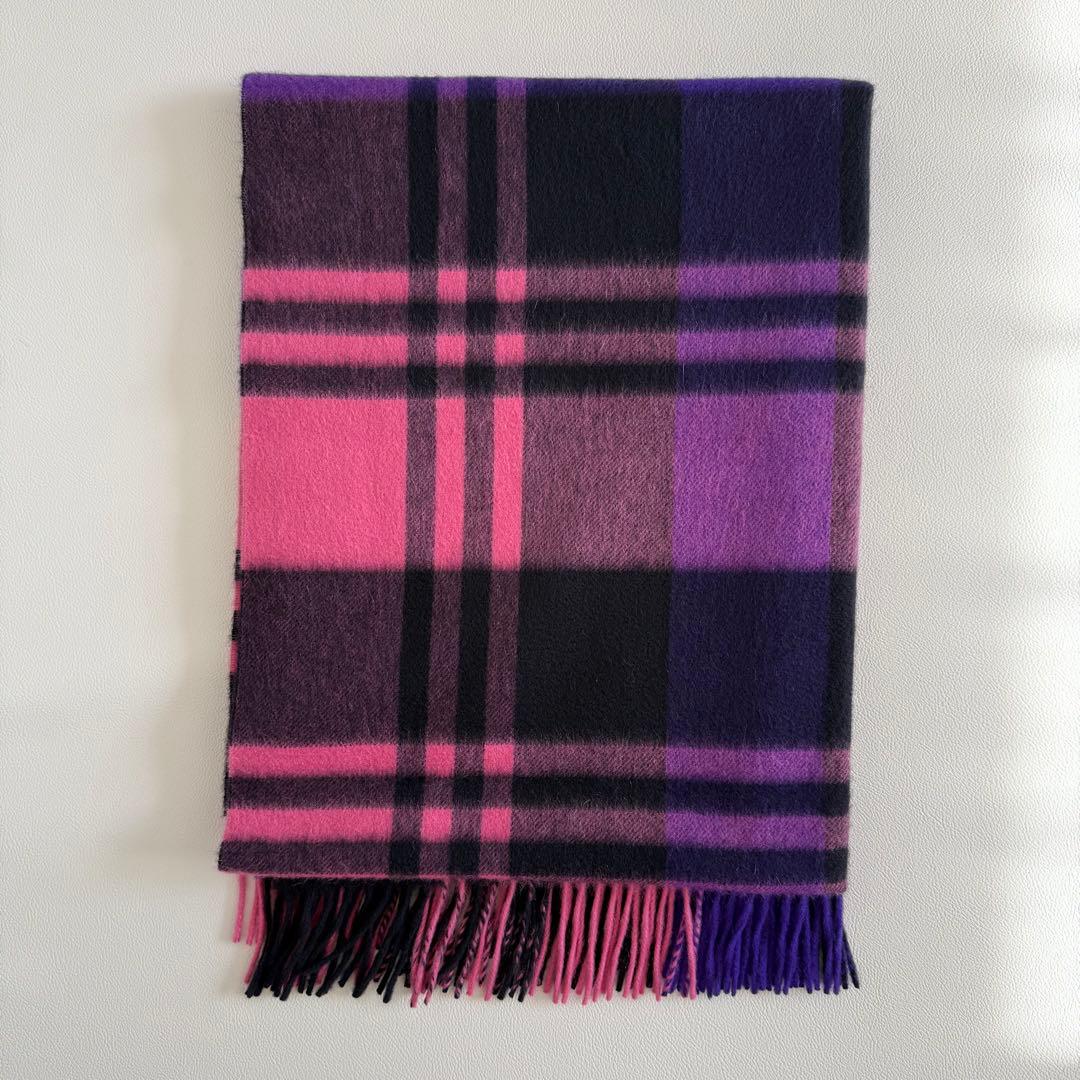 美品　ジョシュアエリス　大判　ストール　マフラー　カシミヤ　ピンク　チェック