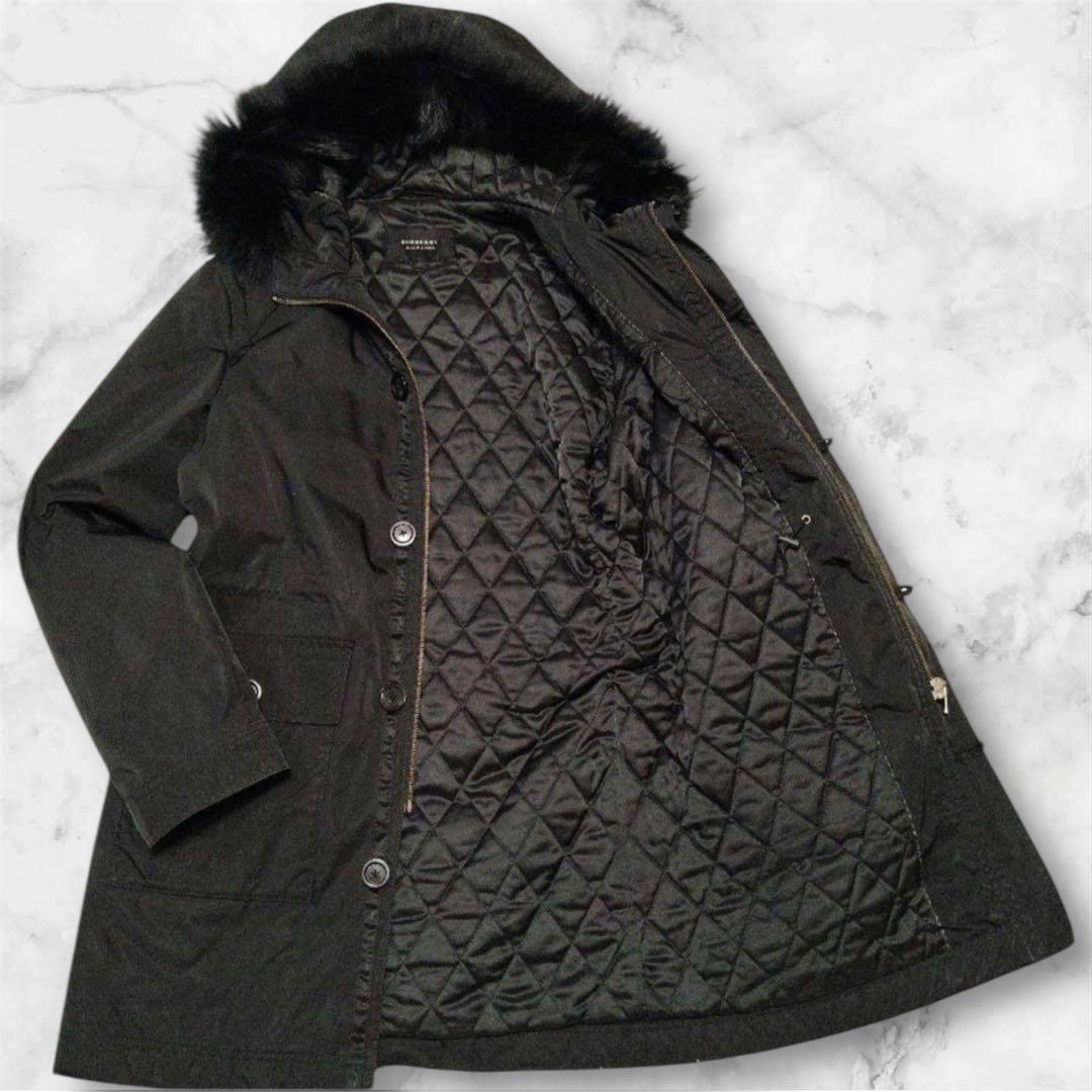 バーバリーブラックレーベル2way ラクーンファー　ミリタリー　モッズ　コート