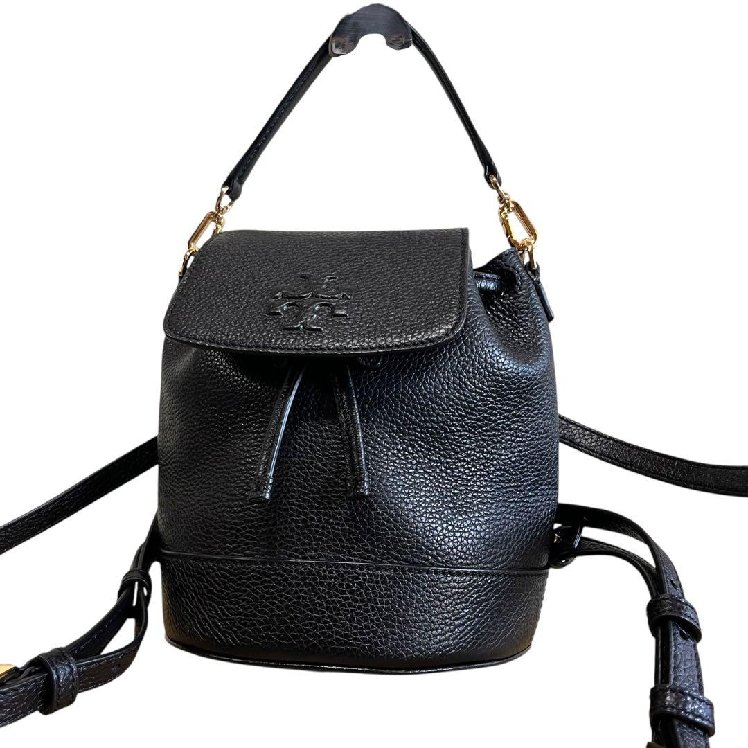 【極美品】 トリーバーチ ミニ リュック 3way ブラック レザー 巾着型