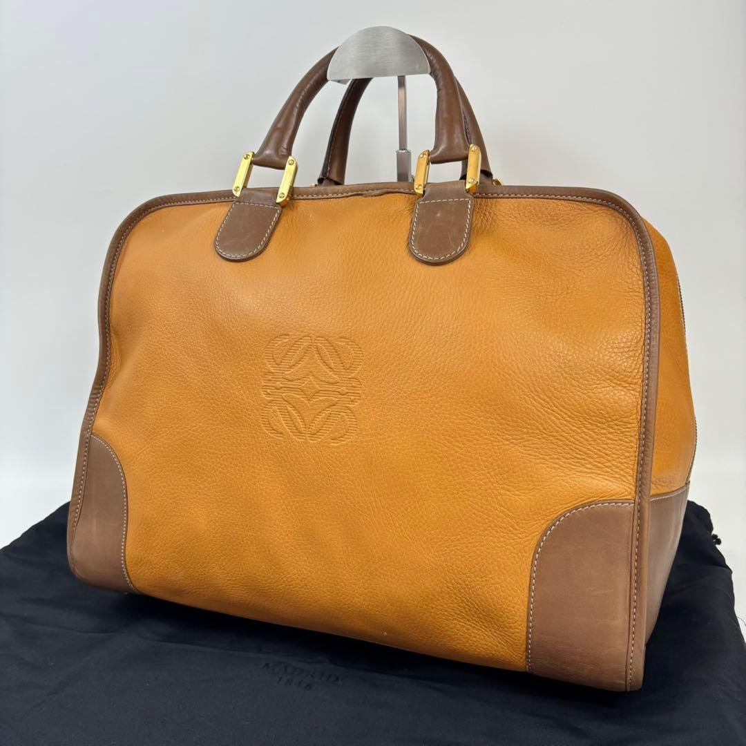 高級 良品 ロエベ レザー アマソナ ハンドバッグ ミニボストン アナグラム