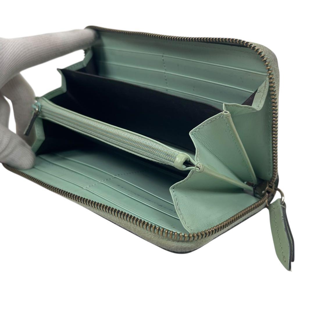 グッチ　長財布　アニマリエ　猫　GGシマレザー　ラウンドファスナー　極美品