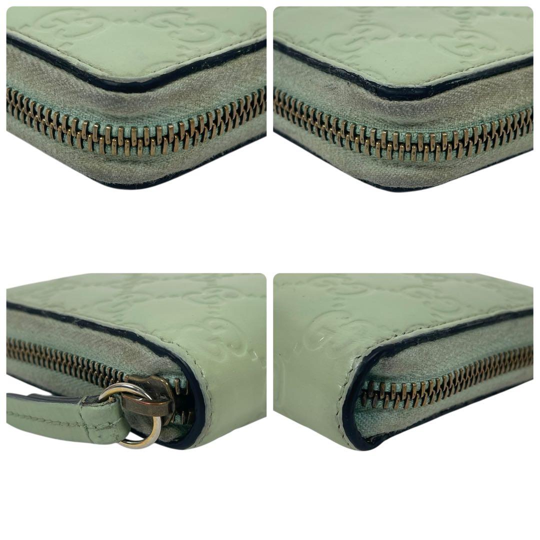 グッチ　長財布　アニマリエ　猫　GGシマレザー　ラウンドファスナー　極美品