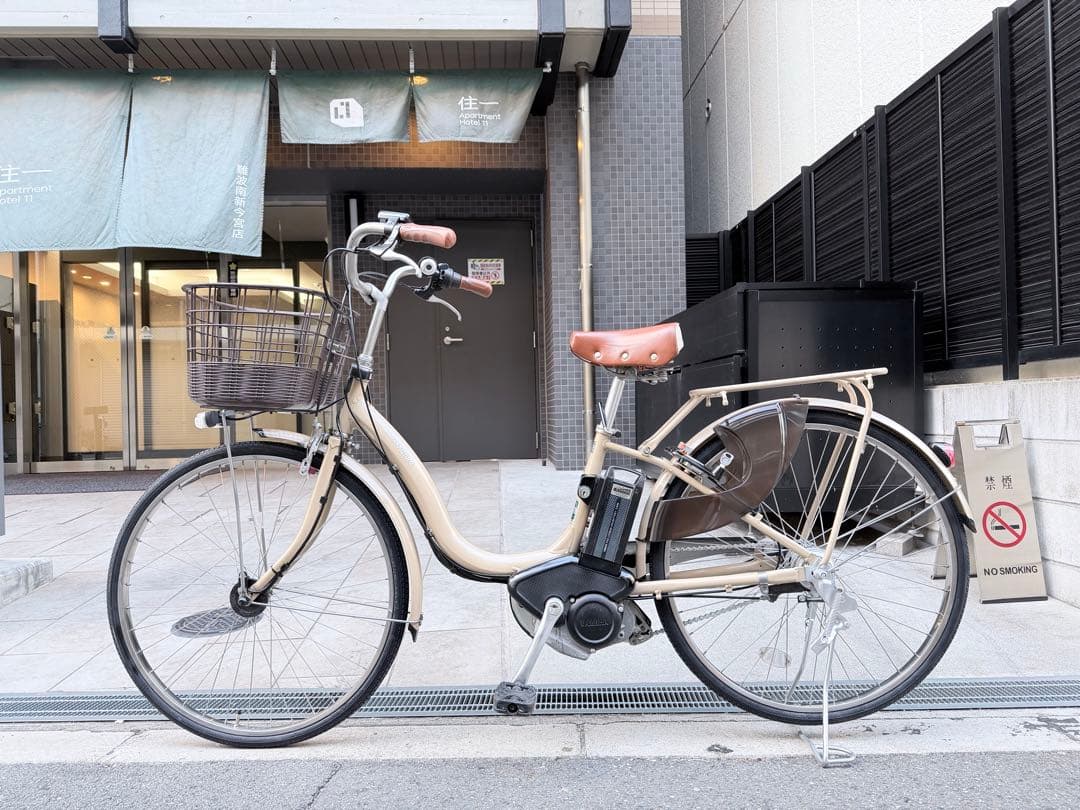 大阪府　無料配達　ヤマハ　電動アシスト自転車 ベージュ 前バスケット付き