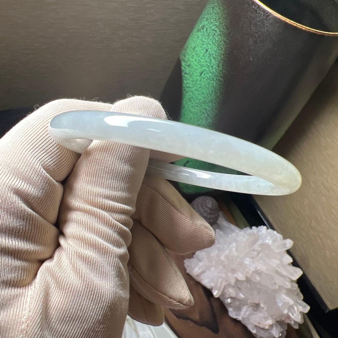 本翡翠、入門用、 氷種細身バングル　〜54