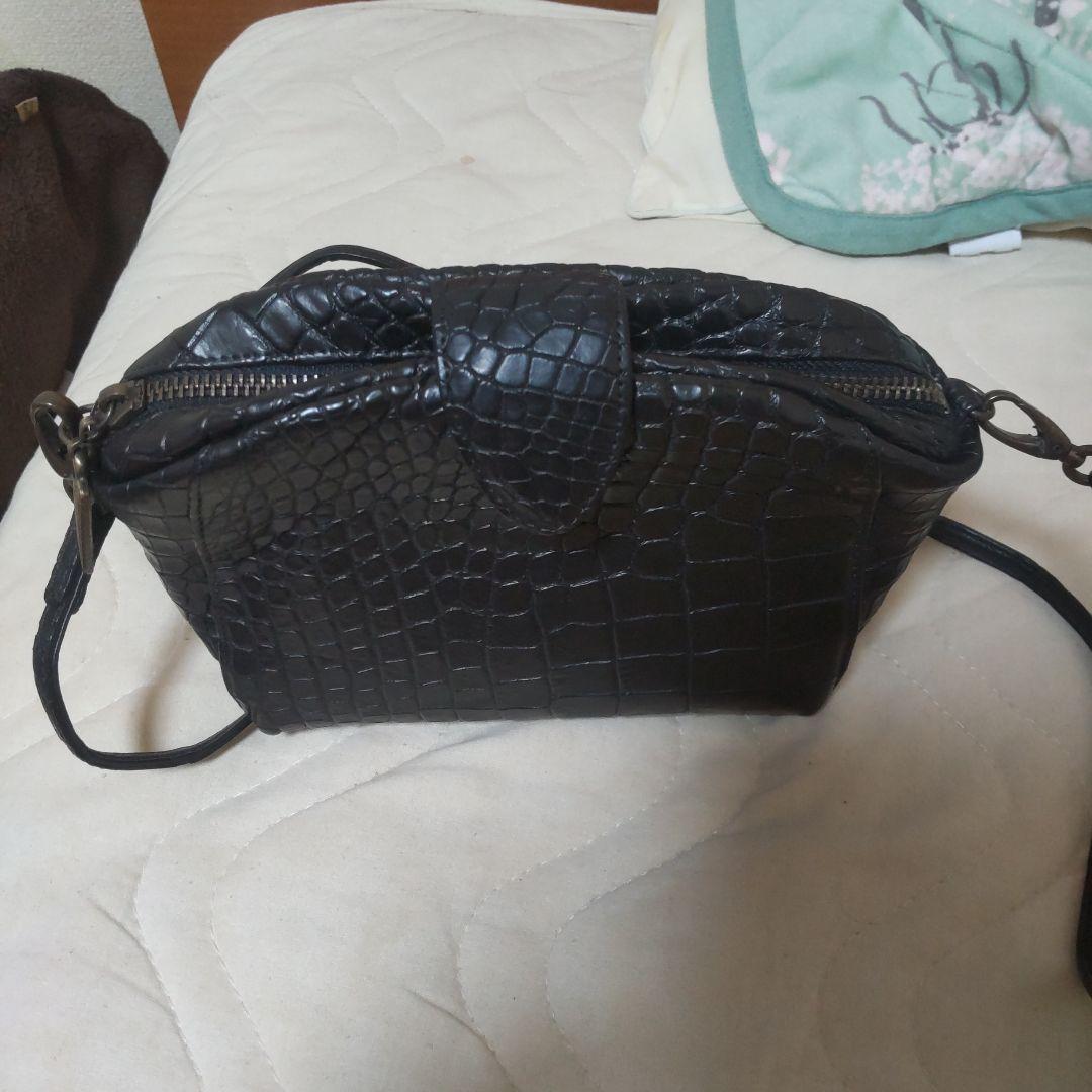 早いもの勝ち池田工芸、黒 クロコダイル ショルダーバッグ