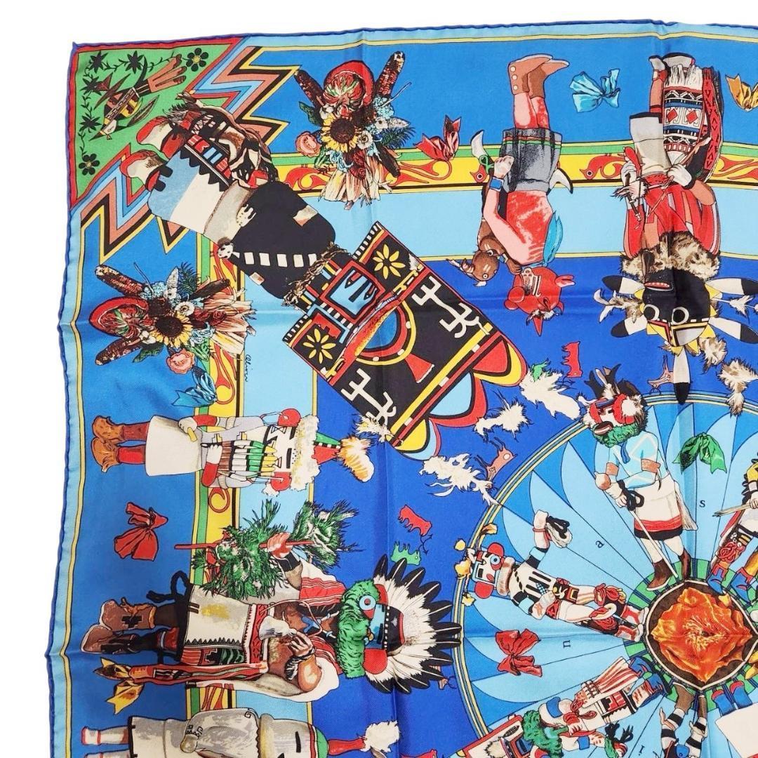 【希少 廃版】エルメス 大判スカーフ《カチナ》カレ90 ポピ族 インディアン