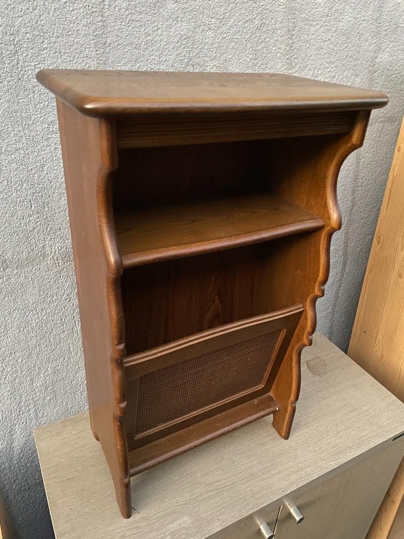 ★状態〇★ オールド カリモク コロニアル マガジン ラック 電話台 テレフォン