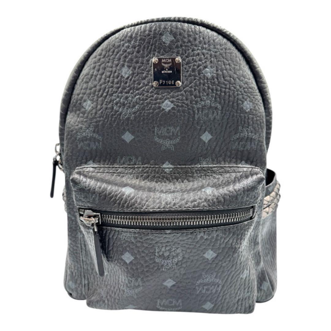 MCM エムシーエム リュック スモール ブラック スタッズ レザー バッグ