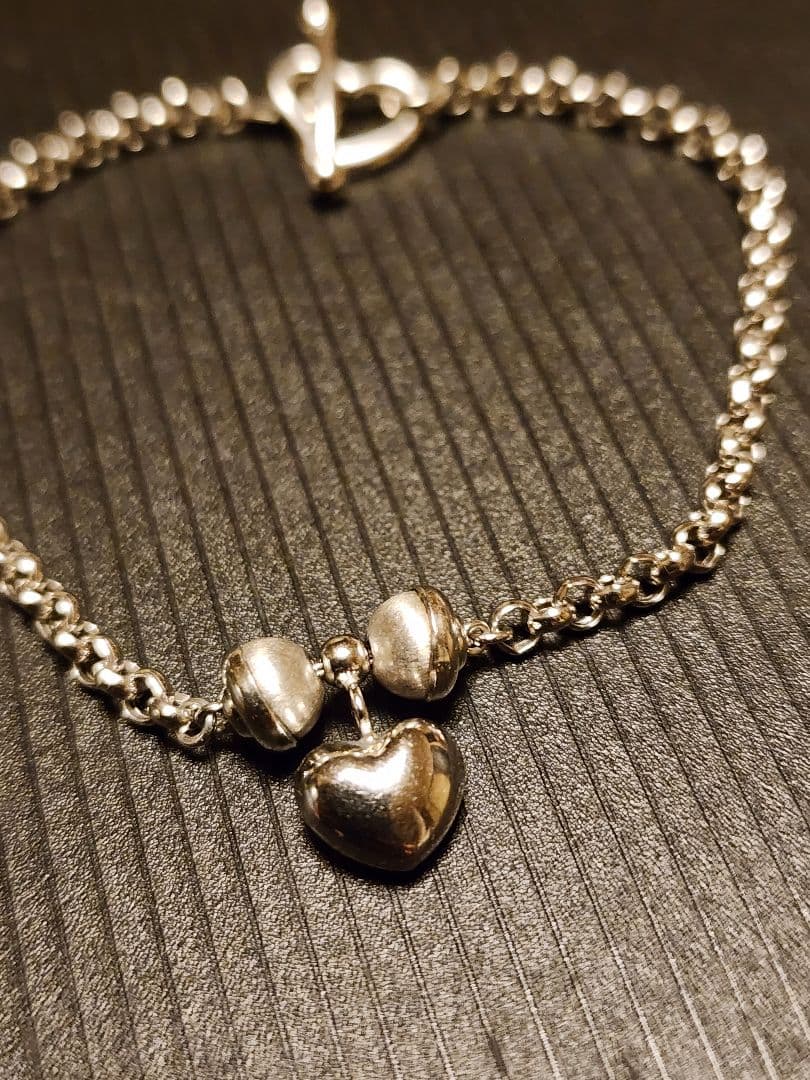 Pt850刻印あり シルバーハートチャームブレスレット