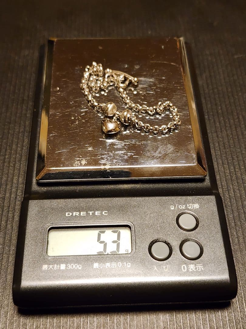 Pt850刻印あり シルバーハートチャームブレスレット