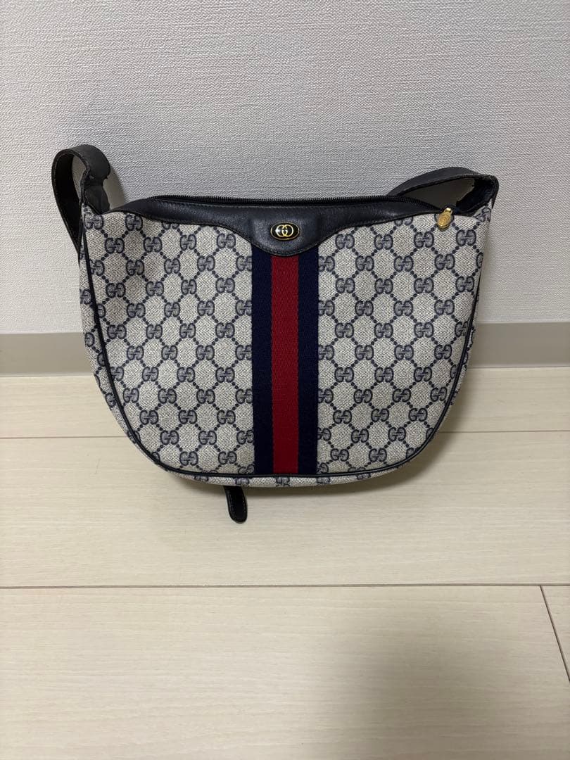 正規品】オールドグッチ ネイビー シェリーラインショルダーバッグ