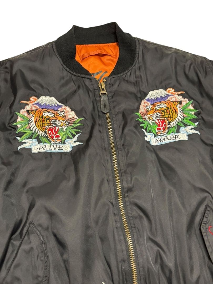 Ed Hardy MA-1 リバーシブルブルゾン M 刺繍　Y2K