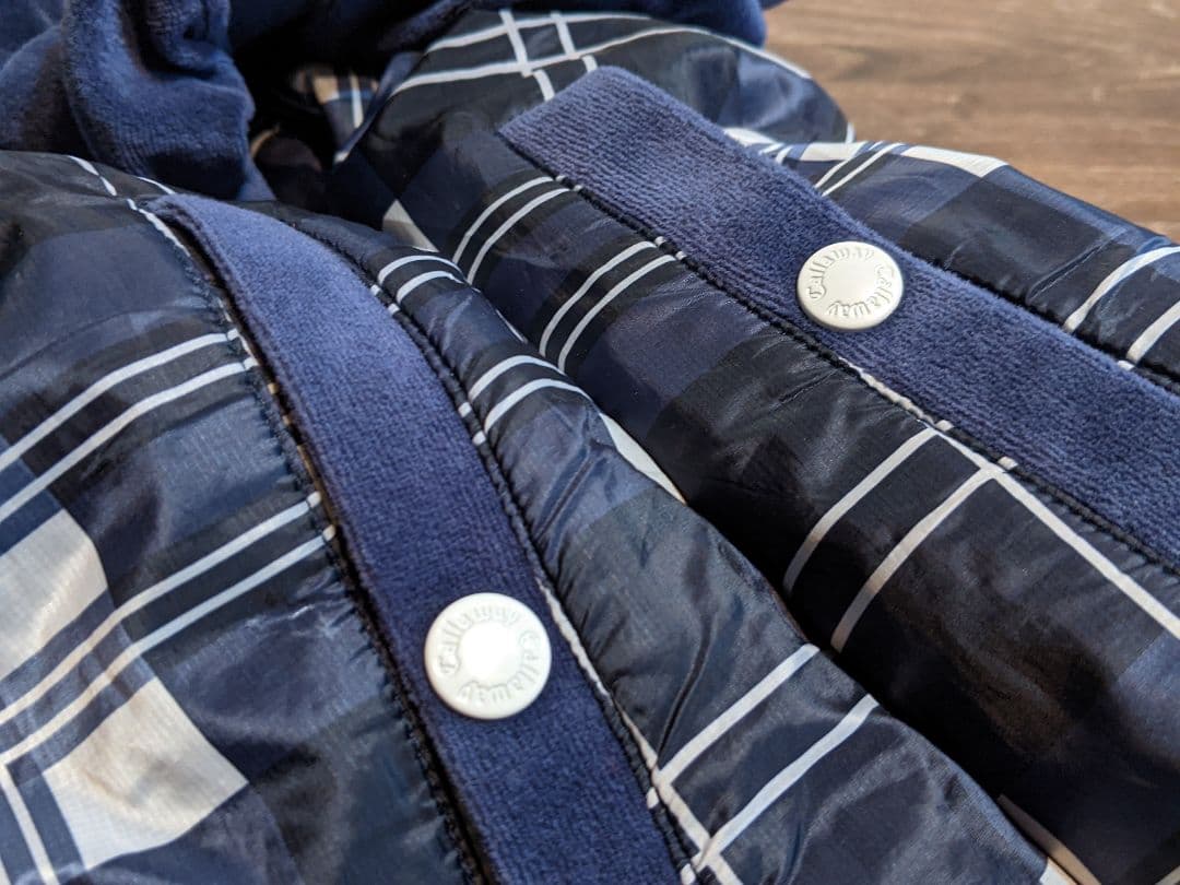 キャロウェイ　ベロア　異素材　切替　ジップ　ジャケット　チェック　ゴルフ　ウェア
