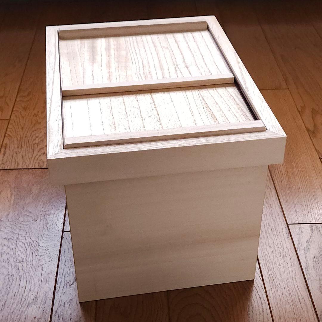 【新品・未使用】米櫃　桐　10kg　木製スライド蓋付き　米びつ