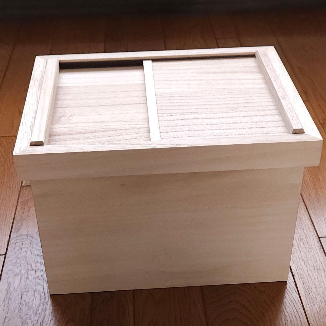 【新品・未使用】米櫃　桐　10kg　木製スライド蓋付き　米びつ